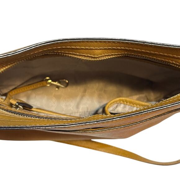 Michael Kors Jet Set Large Crossbody Messenger Bag Saffiano Leather Amber Yellow - Picture 6 of 14